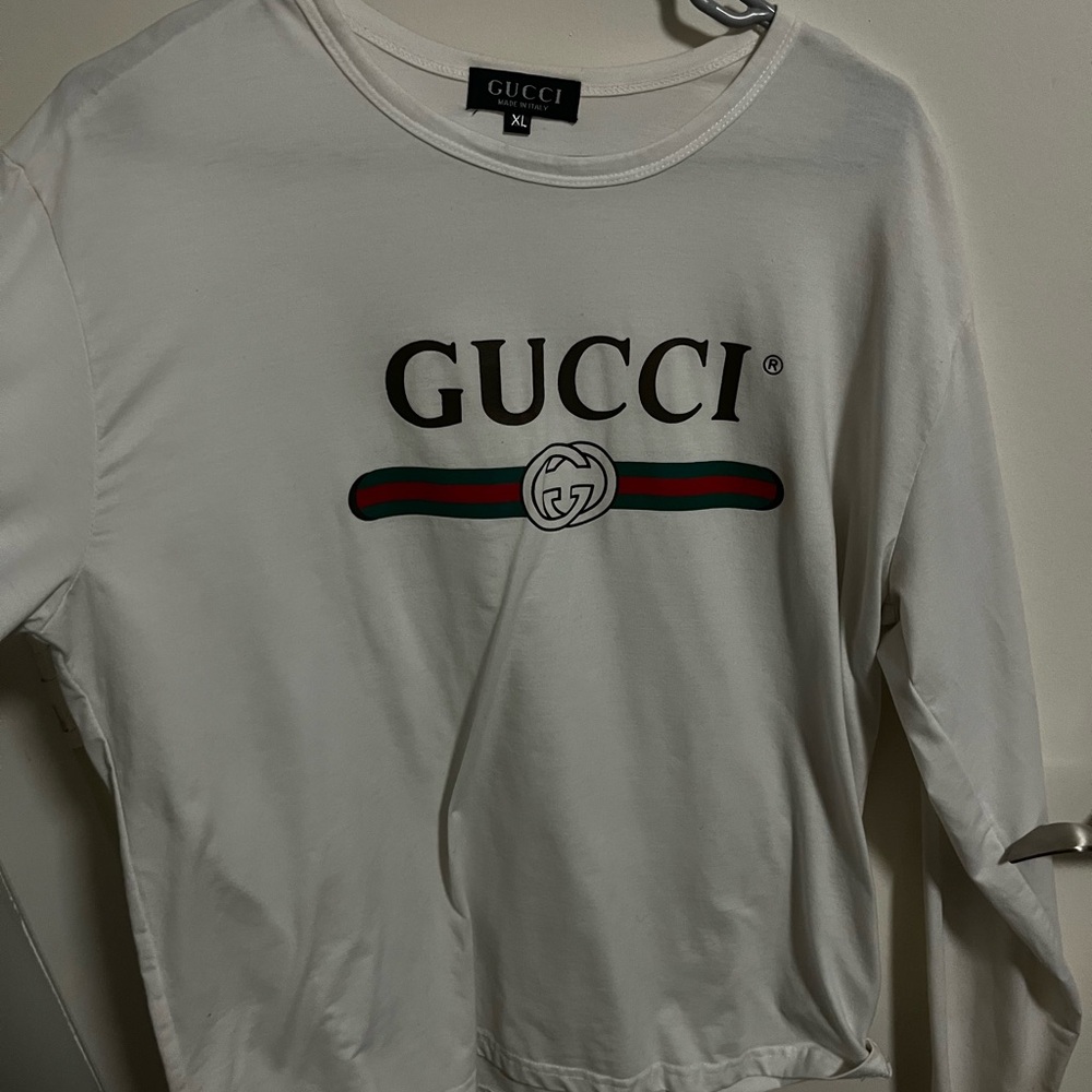 Gucci White 3/4 Sleeve Boxy Sweatshirt